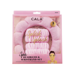 SET PARA SKINCARE DIADEMA Y MUÑEQUERAS HOT PINK CALA