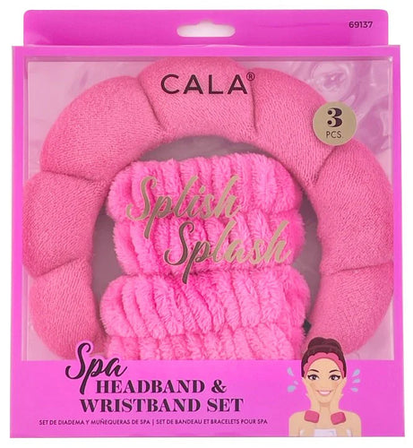 SET PARA SKINCARE DIADEMA Y MUÑEQUERAS HOT PINK CALA