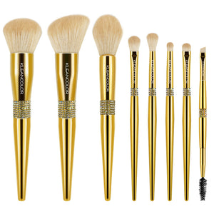 TWINKLY LOVE 8 PC DELUXE FACE & EYE BRUSH SET W BRUSH HOLDER GOLD KLEANCOLOR