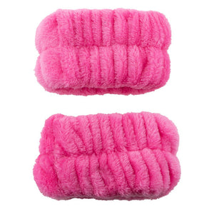 SET PARA SKINCARE DIADEMA Y MUÑEQUERAS HOT PINK CALA