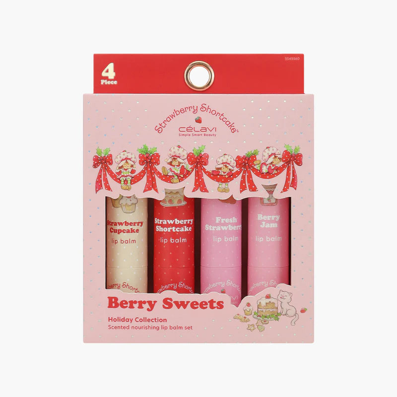 SET DE 4 BÁLSAMOS LABIAL STRAWBERRY SHORTCAKE CELAVI