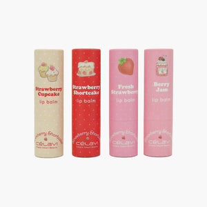 SET DE 4 BÁLSAMOS LABIAL STRAWBERRY SHORTCAKE CELAVI