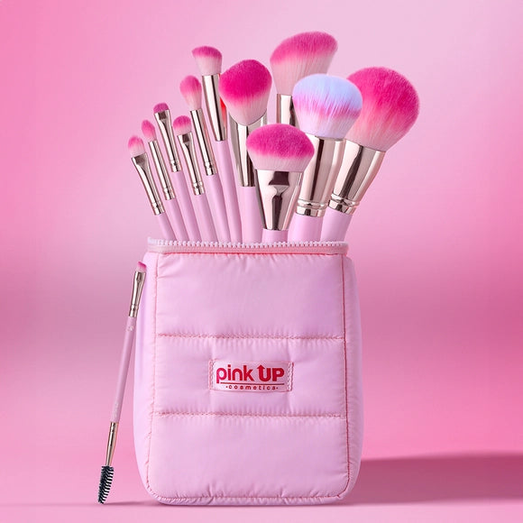 SET PINK PUFFER BRUSHES SET PINK UP