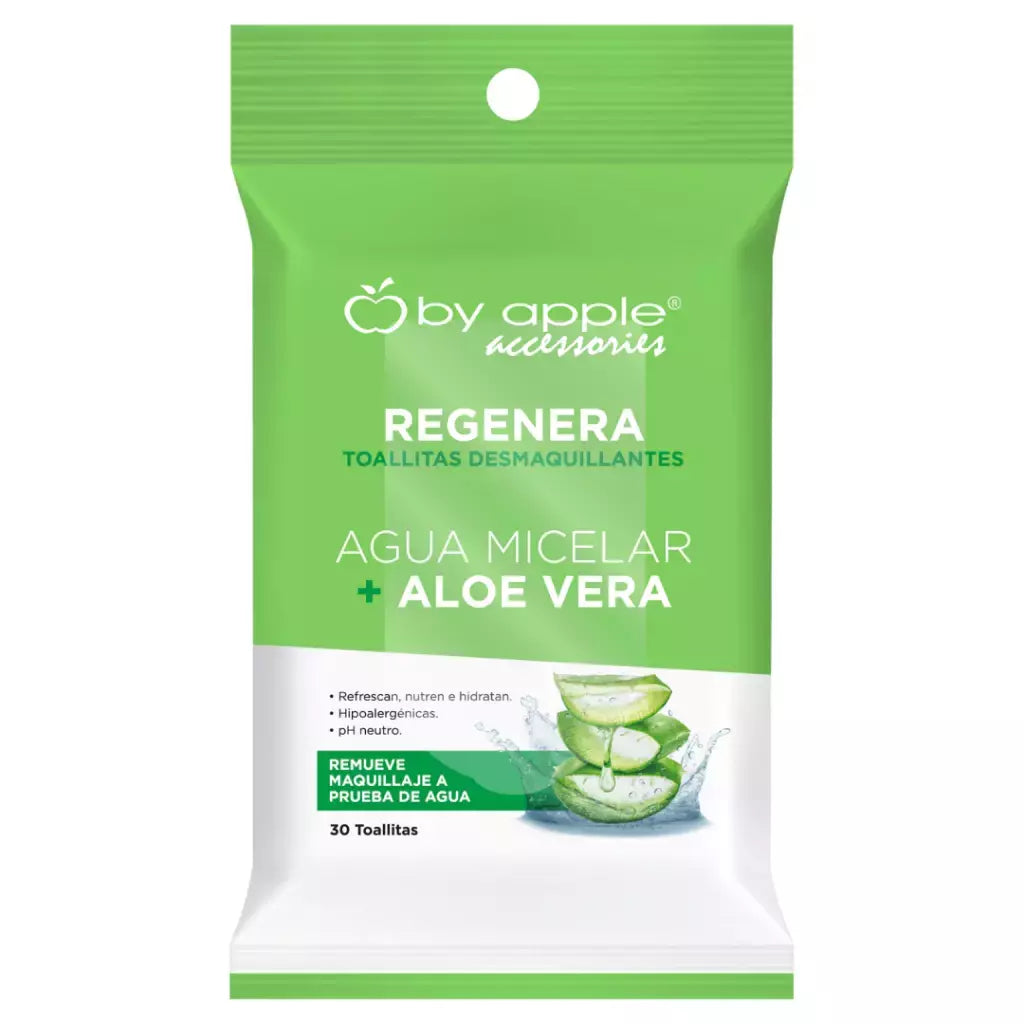 TOALLITAS DESMAQUILLANTES CON AGUA MICELAR + ALOE VERA BY APPLE ACCESORIES